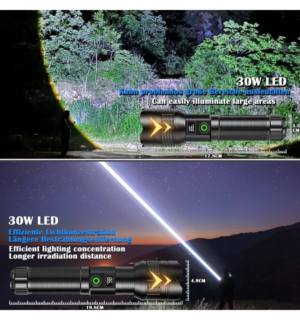 Asort LED Wiederaufladbare Taschenlampe 40000lm