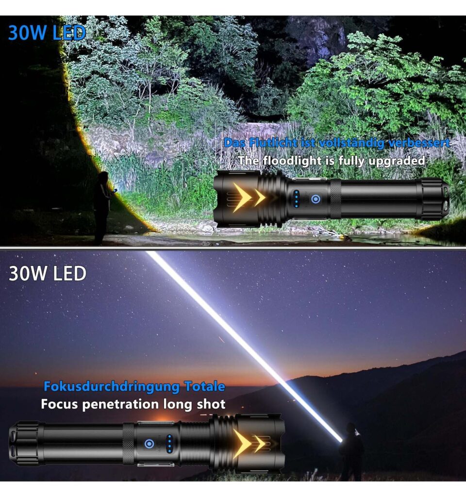Asort LED Wiederaufladbare Taschenlampe 30000lm