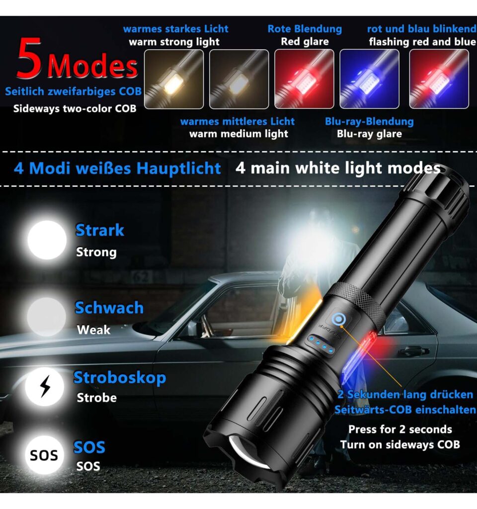 Asort LED Wiederaufladbare Taschenlampe 30000lm