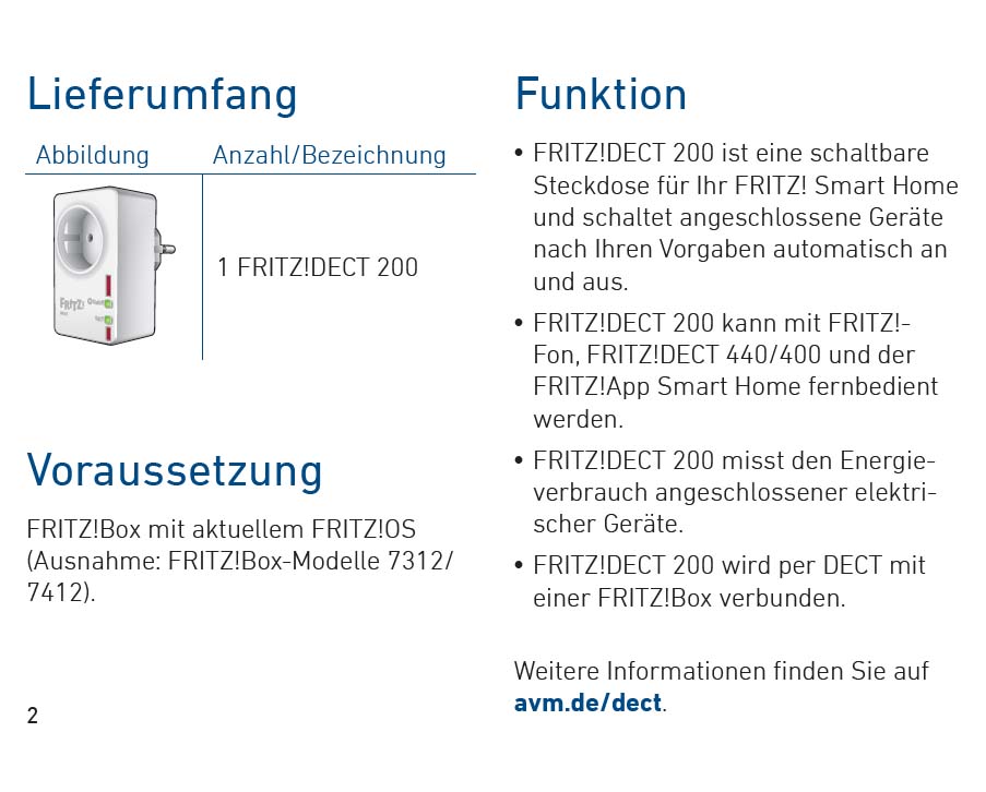 Benutzerhandbuch für AVM FRITZ!DECT 200 Steckdose