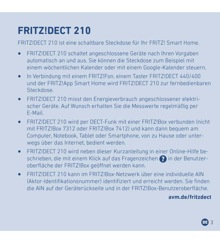 Benutzerhandbuch für AVM FRITZ!DECT 210 Steckdose IP44