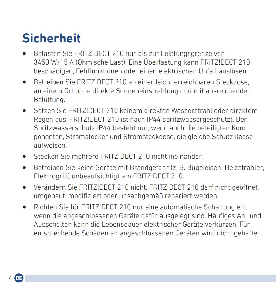 Benutzerhandbuch für AVM FRITZ!DECT 210 Steckdose IP44