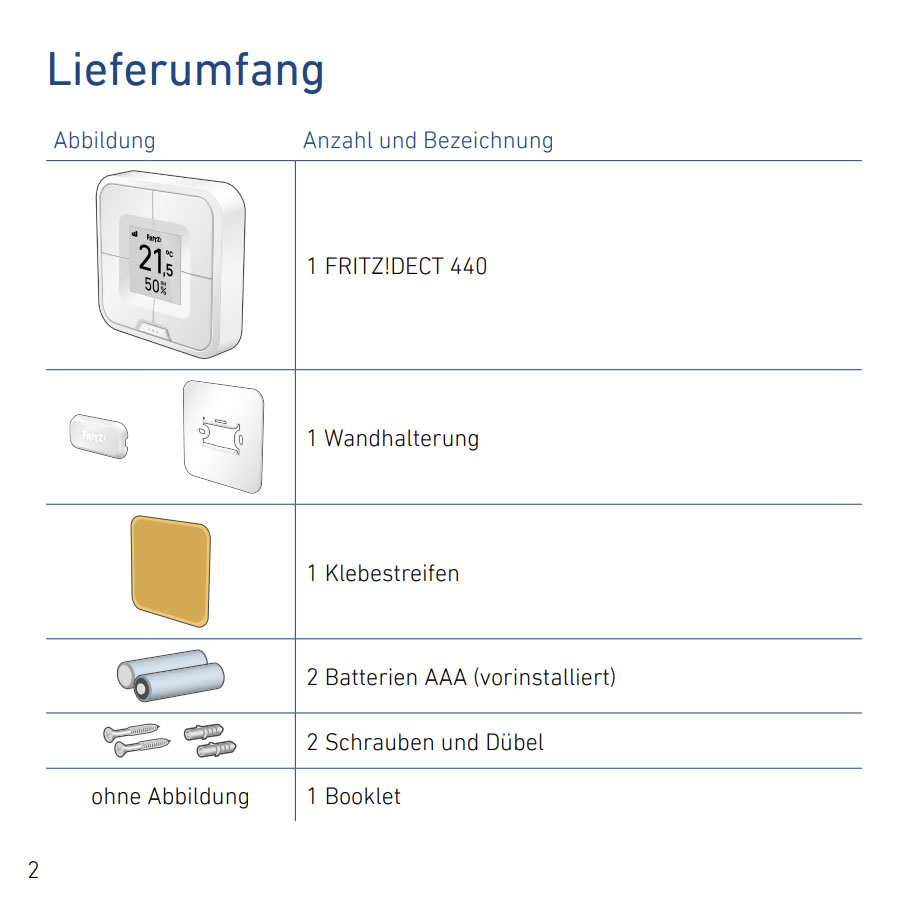 Benutzerhandbuch für AVM FRITZ!DECT 440 Taster