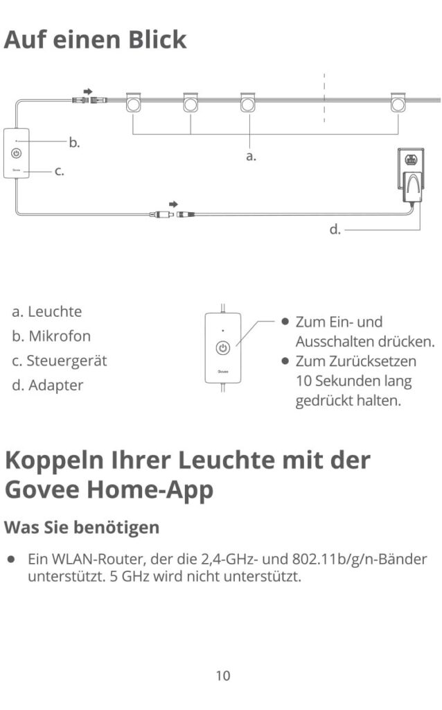 Benutzerhandbuch für Govee RGBIC String Downlights