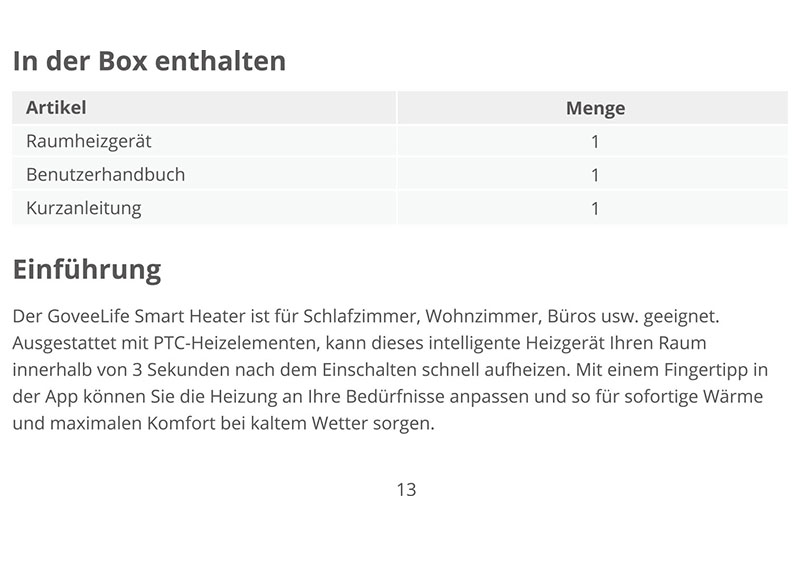 Govee Benutzerhandbuch für GoveeLife Smarte Heizung H713B