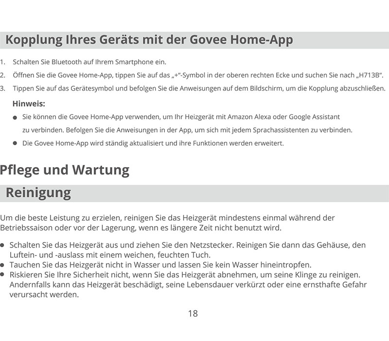 Benutzerhandbuch für Govee Smarte Heizung H713B