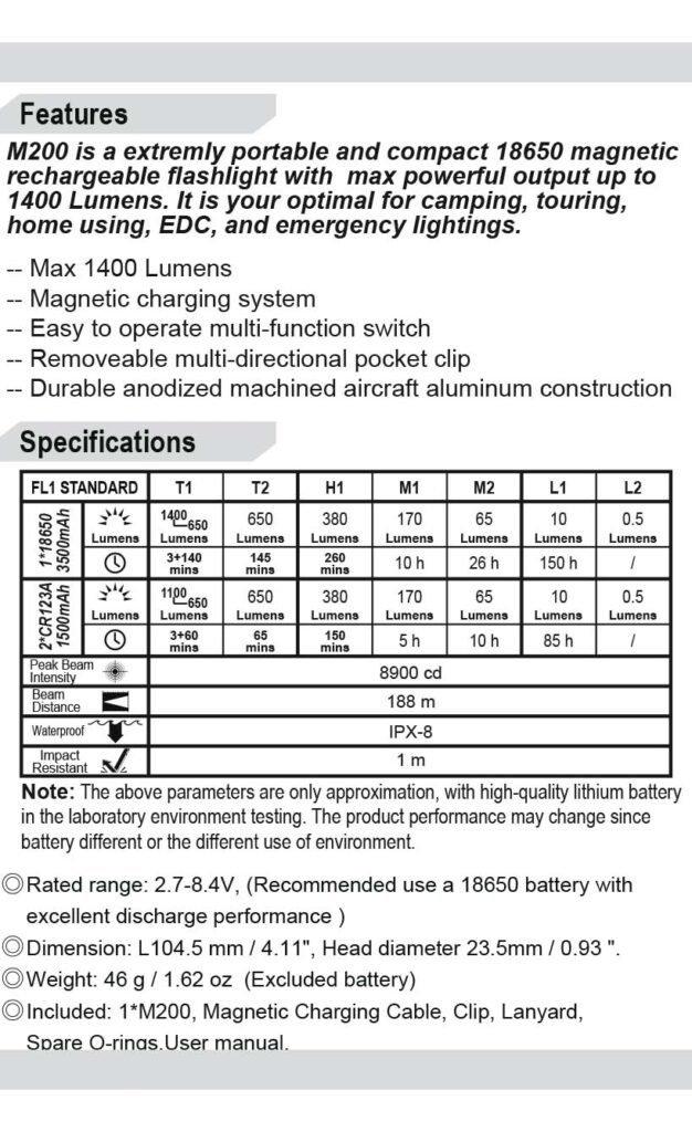 Benutzerhandbuch für SKILHUNT M200 V3 LED Taschenlampe