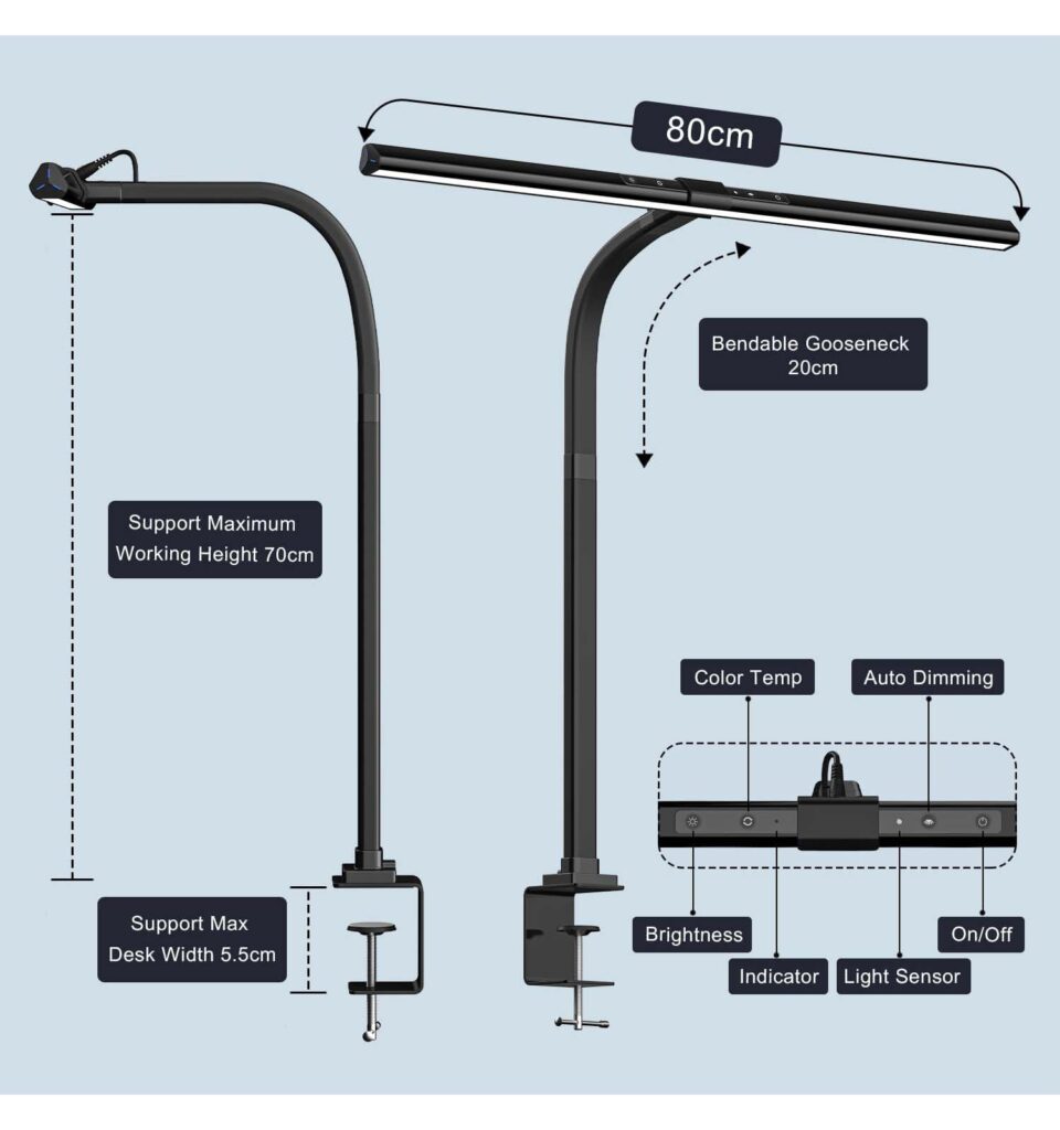 Monitorlampe für Schreibtisch, Arbeitszimmer und Büro für 2 Monitoren