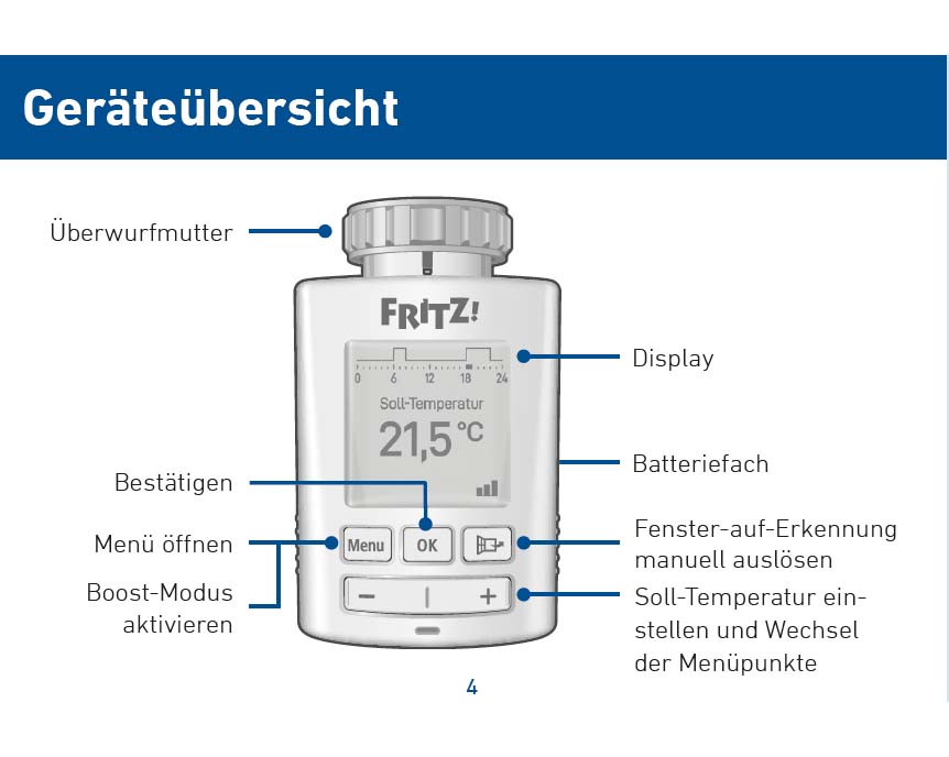 Montageanleitung für AVM FRITZ!DECT 301 Heizkörperregler