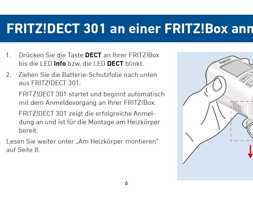 Montageanleitung für AVM FRITZ!DECT 301 Heizkörperregler