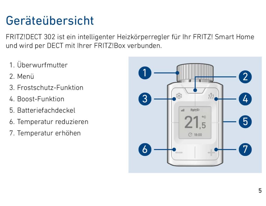 Montageanleitung für AVM FRITZ!DECT 302 Heizkörperregler