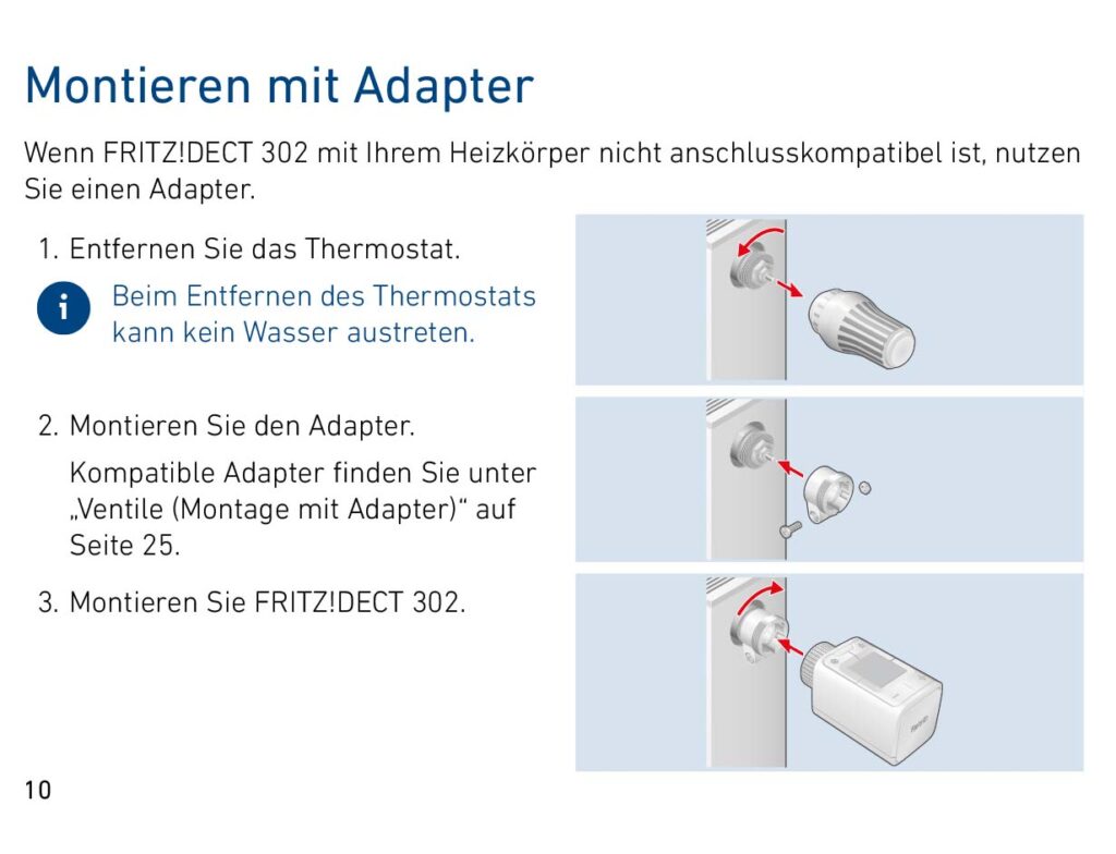 Montageanleitung für AVM FRITZ!DECT 302 Heizkörperregler