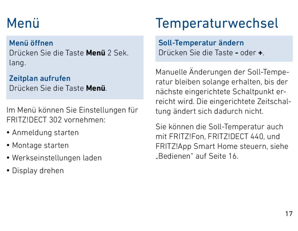 Montageanleitung für AVM FRITZ!DECT 302 Heizkörperregler