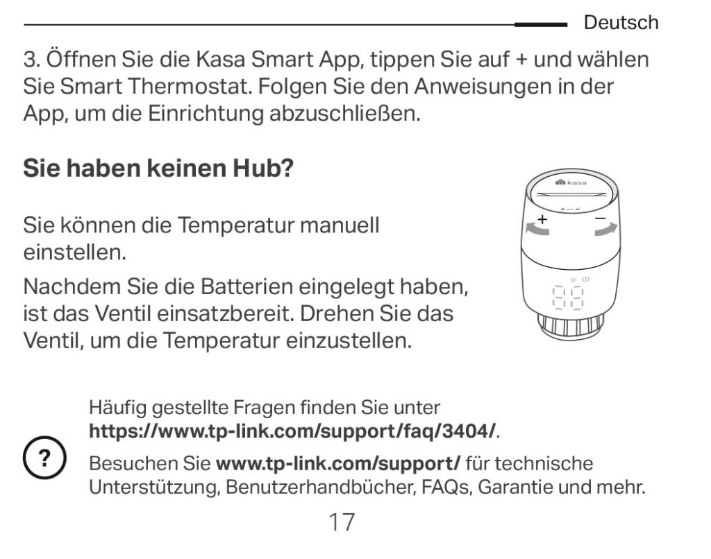 Montageanleitung für Kasa Smartes Heizkörperthermostat KE100