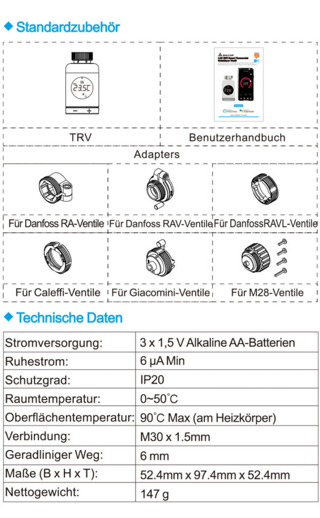 Montageanleitung für SALCAR Heizkörperthermostat TRV801W