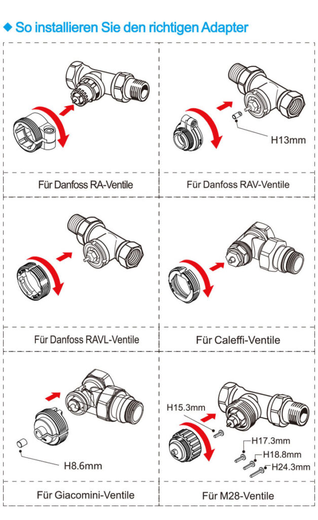 Montageanleitung für SALCAR Heizkörperthermostat TRV801W