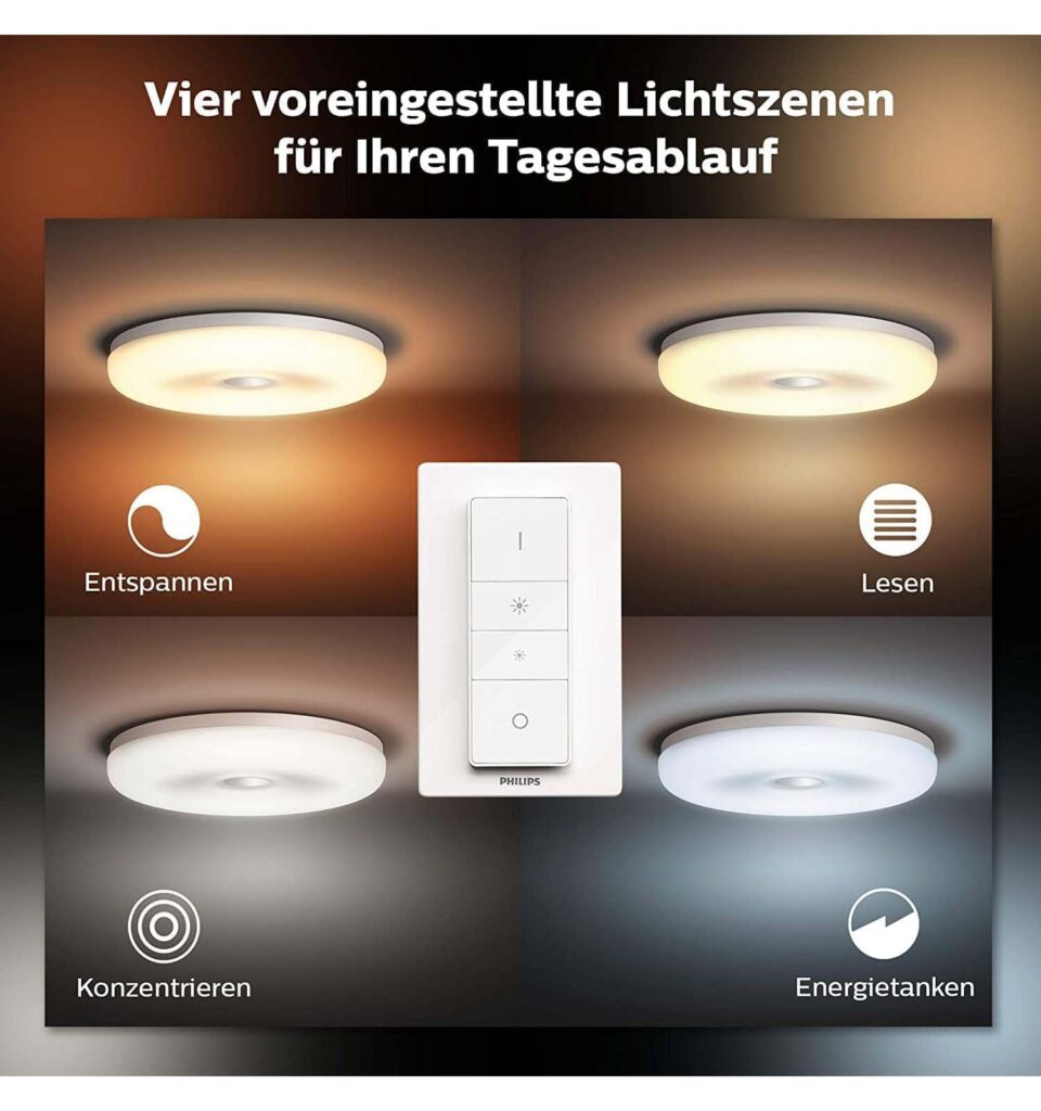 Philips Hue Struana Deckenleuchte weiß mit Dimmschalter