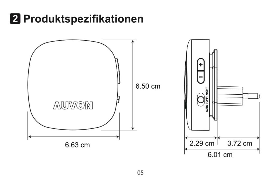 Benutzerhandbuch für Auvon Nachtlicht Steckdose