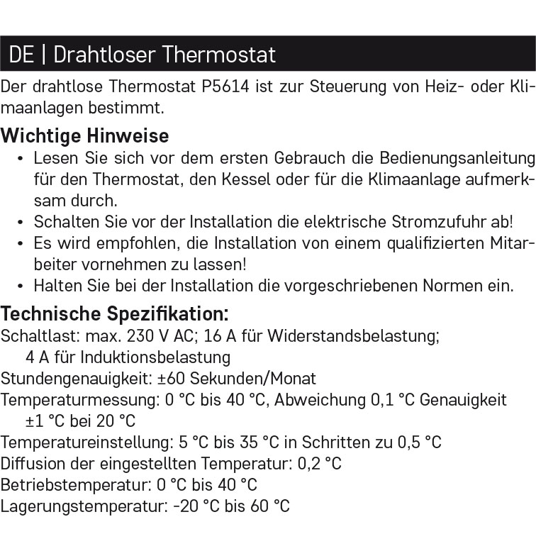 Benutzerhandbuch für EMOS Raumthermostat P5614