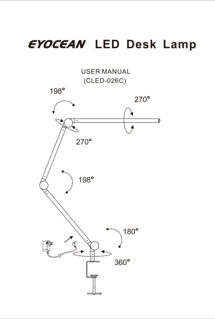 Benutzerhandbuch für Eyocean LED Schreibtischlampe 10W