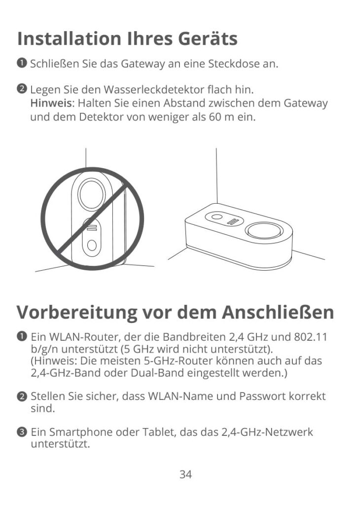 Beschreibung der GoveeLife Smart Wassermelder WLAN mit Gateway H5040