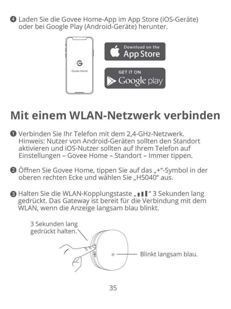 Beschreibung der GoveeLife Smart Wassermelder WLAN mit Gateway H5040