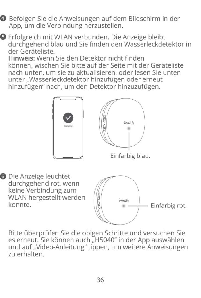 Anleitung GoveeLife Wassersensor H5040