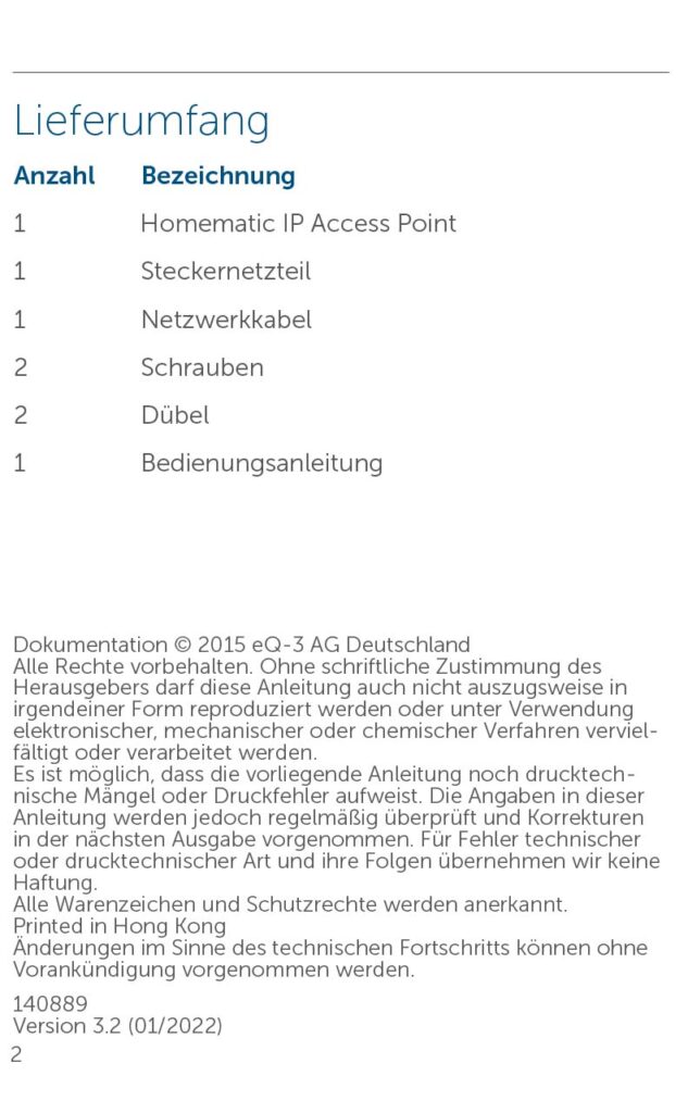 Benutzerhandbuch für Homematic IP Access Point