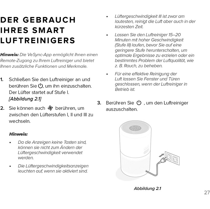 Benutzerhandbuch für LEVOIT Core 300S Luftreiniger