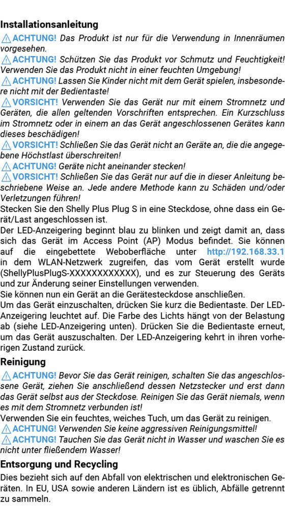 Benutzerhandbuch für Shelly Plus Plug S Steckdose