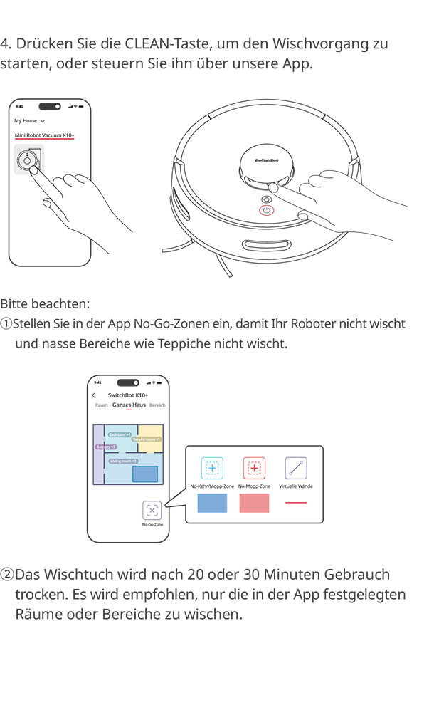 Benutzerhandbuch für SwitchBot Minisaugroboter K10+