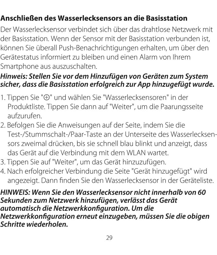 Benutzerhandbuch für X-Sense Wassermelder WLAN SWS54