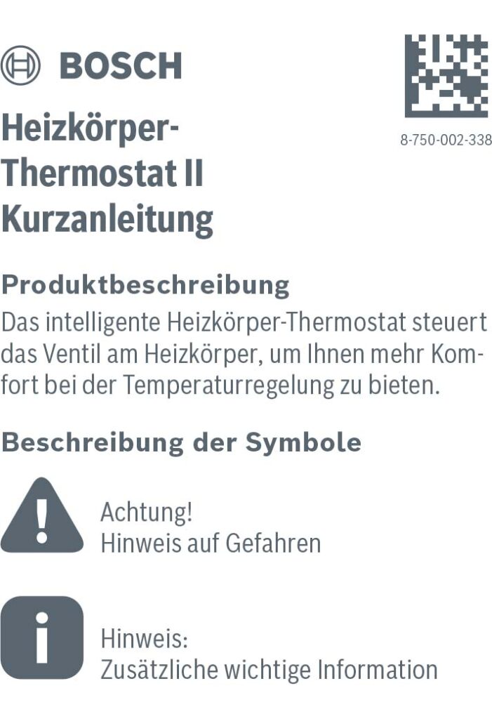 Montageanleitung für Bosch Smart Home Heizkörperthermostat II