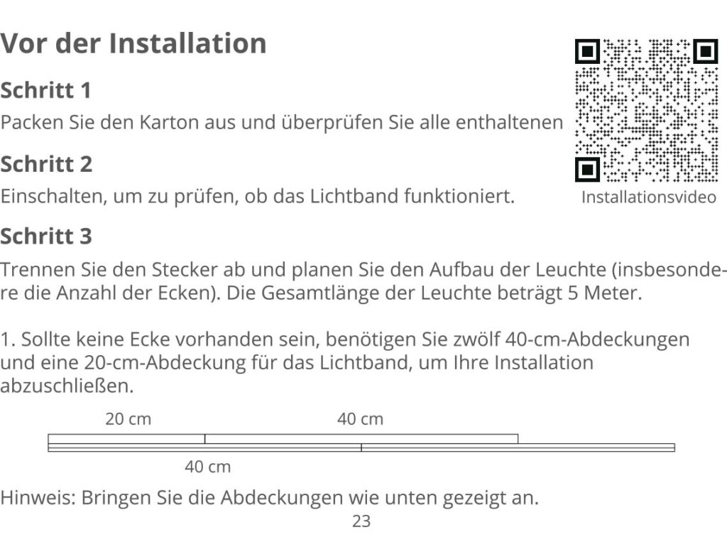 Montageanleitung für Govee RGBIC LED Strip 5m mit Abdeckung