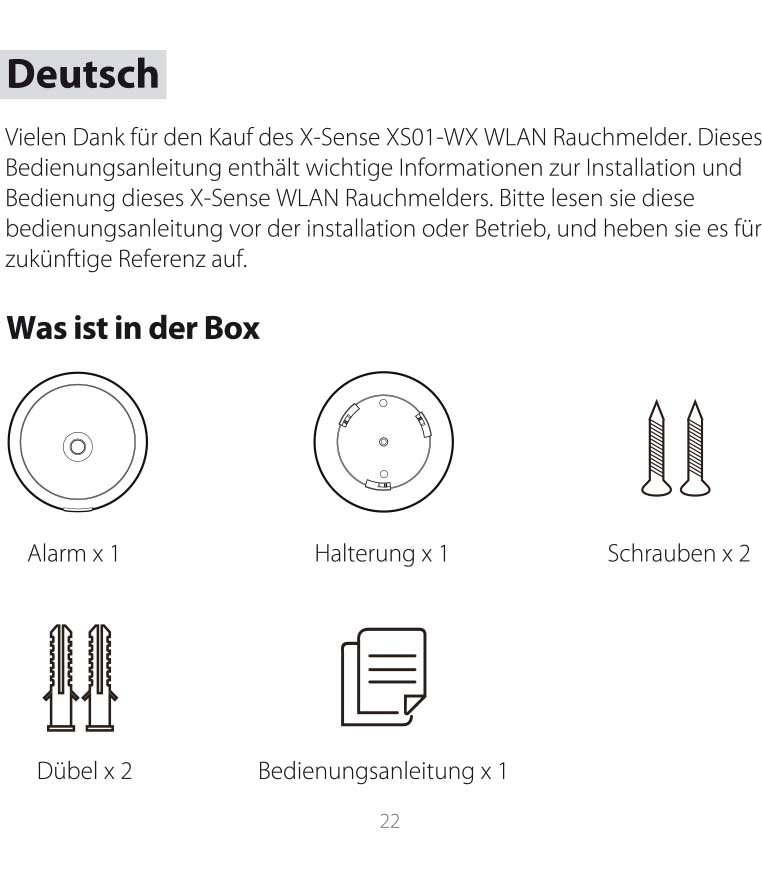 Benutzerhandbuch für X-Sense XS01-WX Rauchwarnmelder