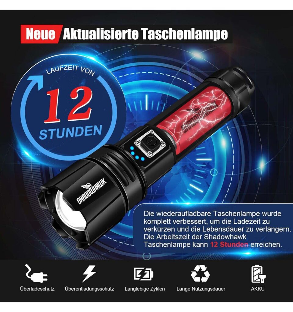 Shadowhawk Taschenlampe S1476 20000lm