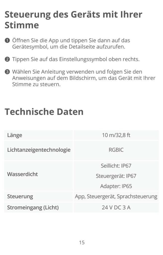 Montageanleitung für Govee Neon RGBIC 10m Outdoor