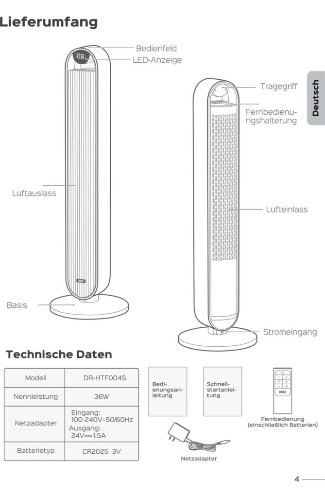 Benutzerhandbuch für Dreo Ventilator Pilot Max S DR-HTF004S