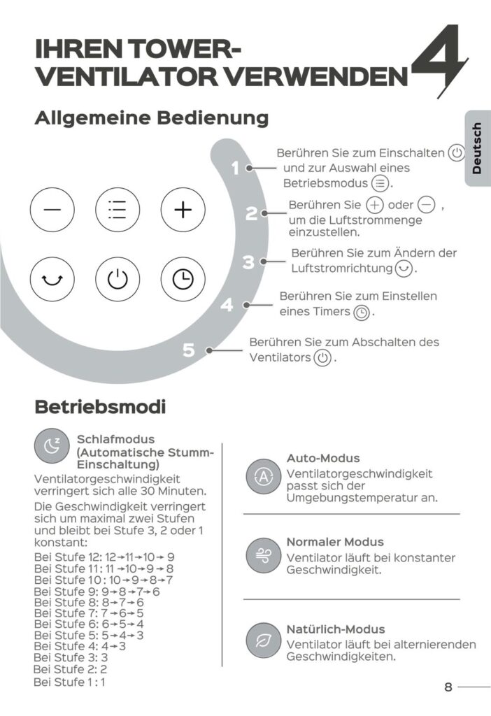 Benutzerhandbuch für Dreo Ventilator Pilot Max S DR-HTF004S